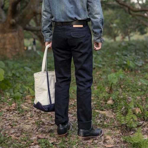 Men’S Casual Slim Straight Fit Indigo Selvedge Denim Full Length Jeans Zipper Fly Midweight Daily Wear Pockets3