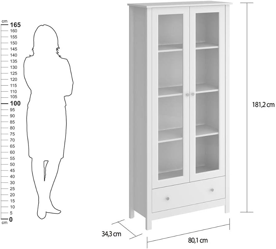 Cristaleira 2 Portas 1 Gaveta Ditália E-954 Branco