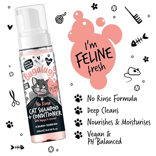 Bugalugs No Rinse Cat Shampoo & Conditioner with Papaya & Coconut. Brush through - Image 4