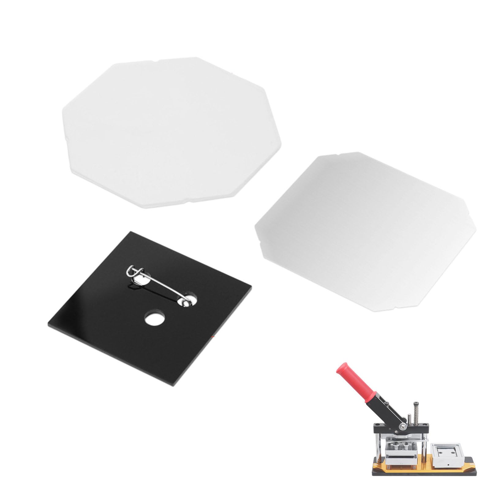 Button-Press-Zubehör – DIY-Kühlschrankmagnet-Bastelset bestehend aus Metalldeckel, transparenter Folie, Acryl/Pappe, Gummimagneten C:Acrylic+Pins-2x2inch(50x50mm)