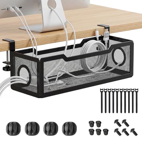 Image of Cable Wire Organizer Tray | Adjustable Under Desk Rack with Screws | Holder for Cords & Extension Wires | Multipurpose Organizer for Tables /Desks (Style 1)