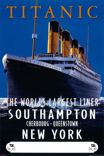 Poster Titanic - Motif navires publicitaires - Dimensions : 61 x 91,5 cm + 1 poster de 61 x 91,5 cm