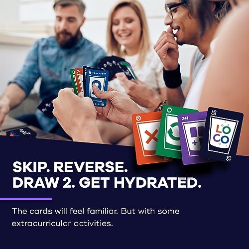 SWOOC DUNZO - Hydrating Version of Classic Card Game with 4 Unbreakable Glasses - Draw Two, Skip, Reverse, Get Loco - Fun Party Game & Funny Gifts - Card Games by SWOOC - Image 3