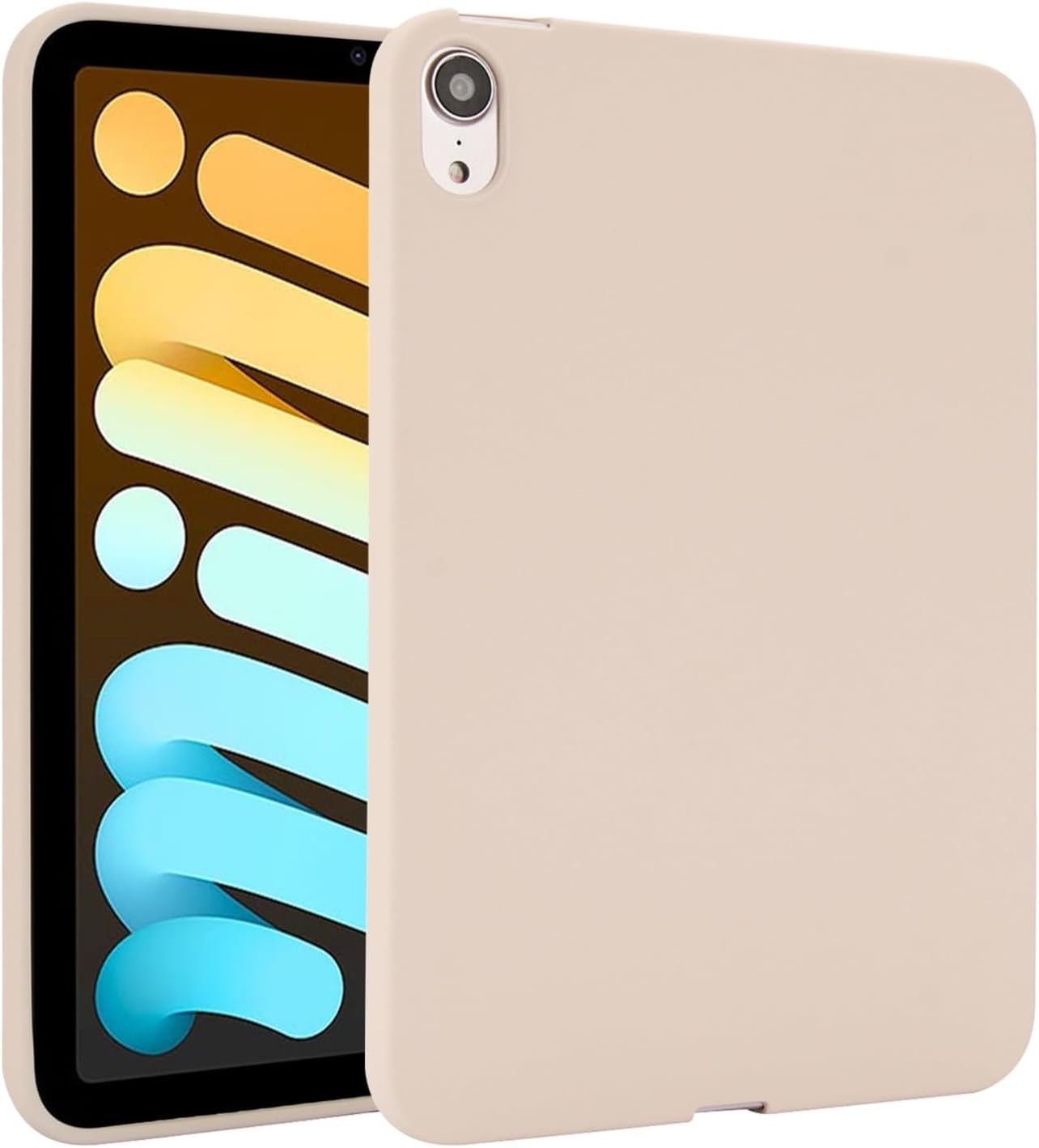 Slim Soft Case Compatible with iPad mini 7 (A17 Pro) 2024/ Mini6 2021,mini 7th/6th Generation 8.3-inch Case Back ShellTPU Skin Silicone Protective Cover Shockproof Tablet Cover(Beige)