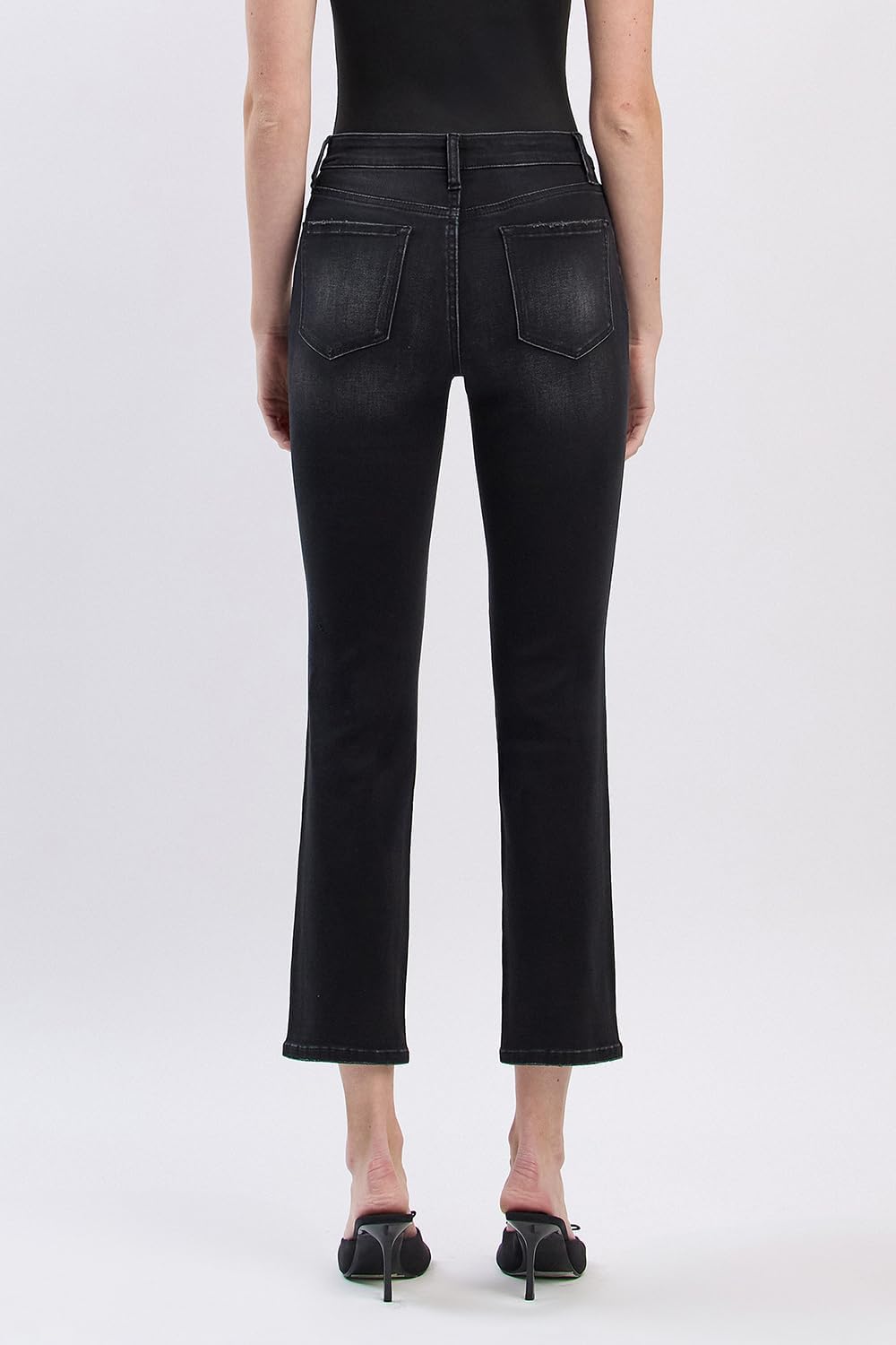 VERVET High Rise Ankle Slim Straight Jeans V3633BK