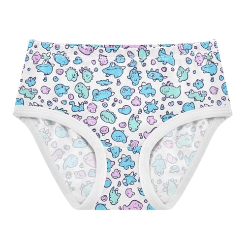 ZZKKO Cute Dinosaur Cartoon Abstract Girls Underwear Toddler Panties for Girls Comfort Brief Size 2-8T