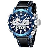 ⌚【Digital Militär Uhr Mit Echtes Lederband】Strapazierfähiges und atmungsaktives echtes braunes Lederarmband für den täglichen Gebrauch. Bandlänge: Herrenstandard, Bandbreite: 22mm.