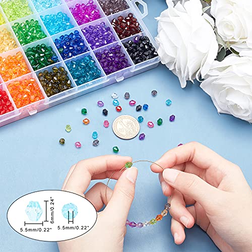 Ph Pandahall WH-TACR-X0001-08-6MM-ZUS1 2160Pcs 6Mm Crystal Beads Bicone Bracelet Beads Faceted Acrylic Beads 24 Colors Rainbow Loose Craft Beads thumb #2