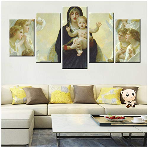 Virgen María Jesús Arte de la pared Pintura de lienzo religioso Cartel HD Impresión Decoración para el hogar Pintura de pared Impresión en lienzo -40x60 40x80 40x100cm Sin marco