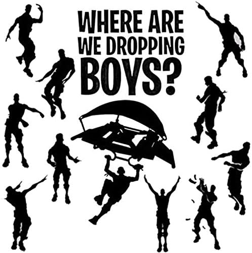 BESLIME 2Pcs Game Wall Stickers, Floss Dance Gaming Theme Personalised Wall Sticker, Black Parachute Wall Stickers Children's Room Game Room Game Wall Stickers