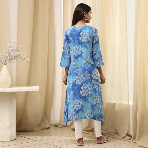 Image of BIBA Women Rayon Viscose Straight Fit Straight Printed Kurta