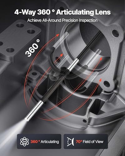 VEVOR Endoscopio Articulado 4 Vías con Luz, Cámara de Inspección Industrial de 1080P HD con Sonda Articulada Ultra Delgada de 0.15 Pulgadas, Cámara Flexible Tipo Serpiente para Inspección Automotriz y Pared, 4.9 Pies miniatura 2
