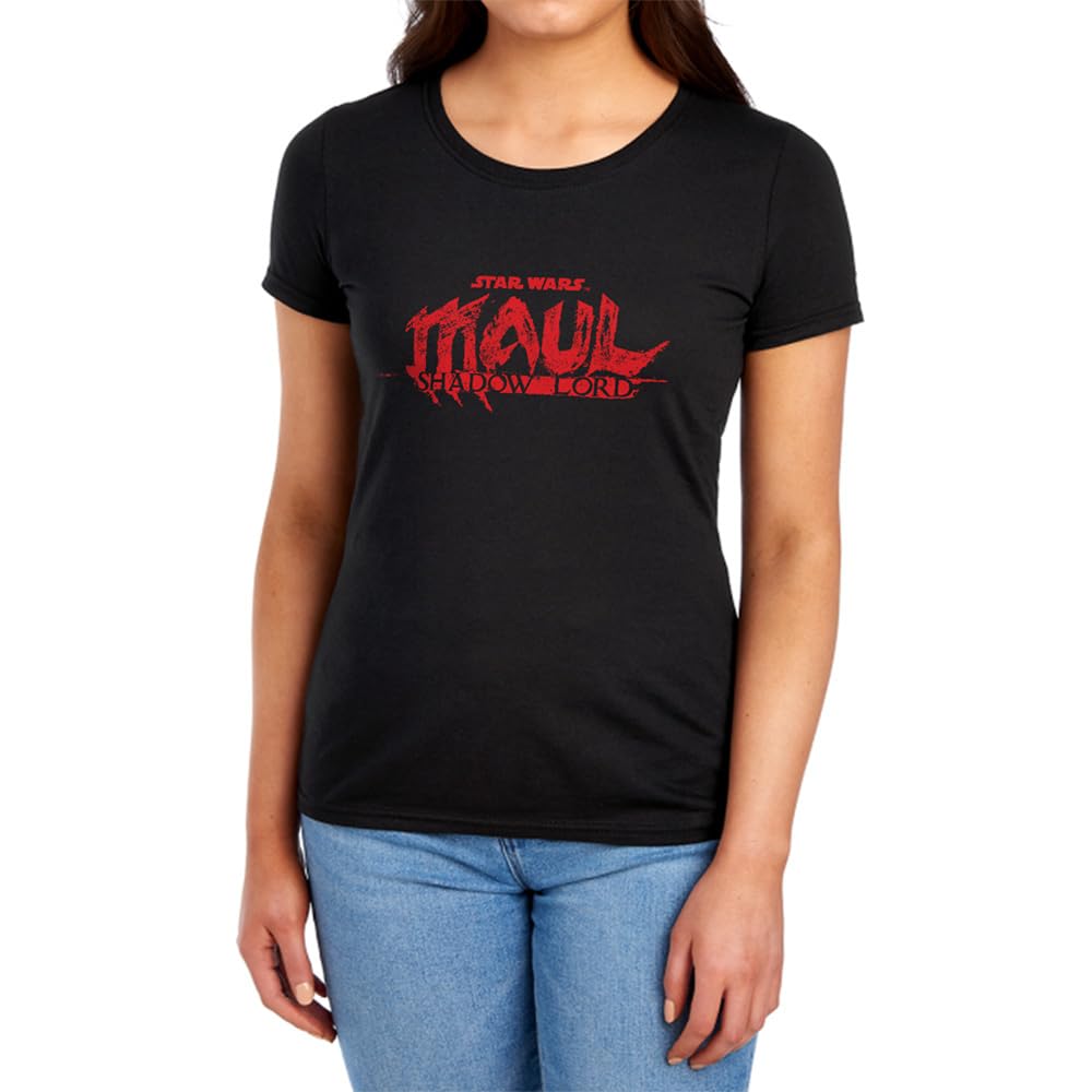 Star Wars Maul Shadow Lord Red Logo Womens T Shirt, Black, L