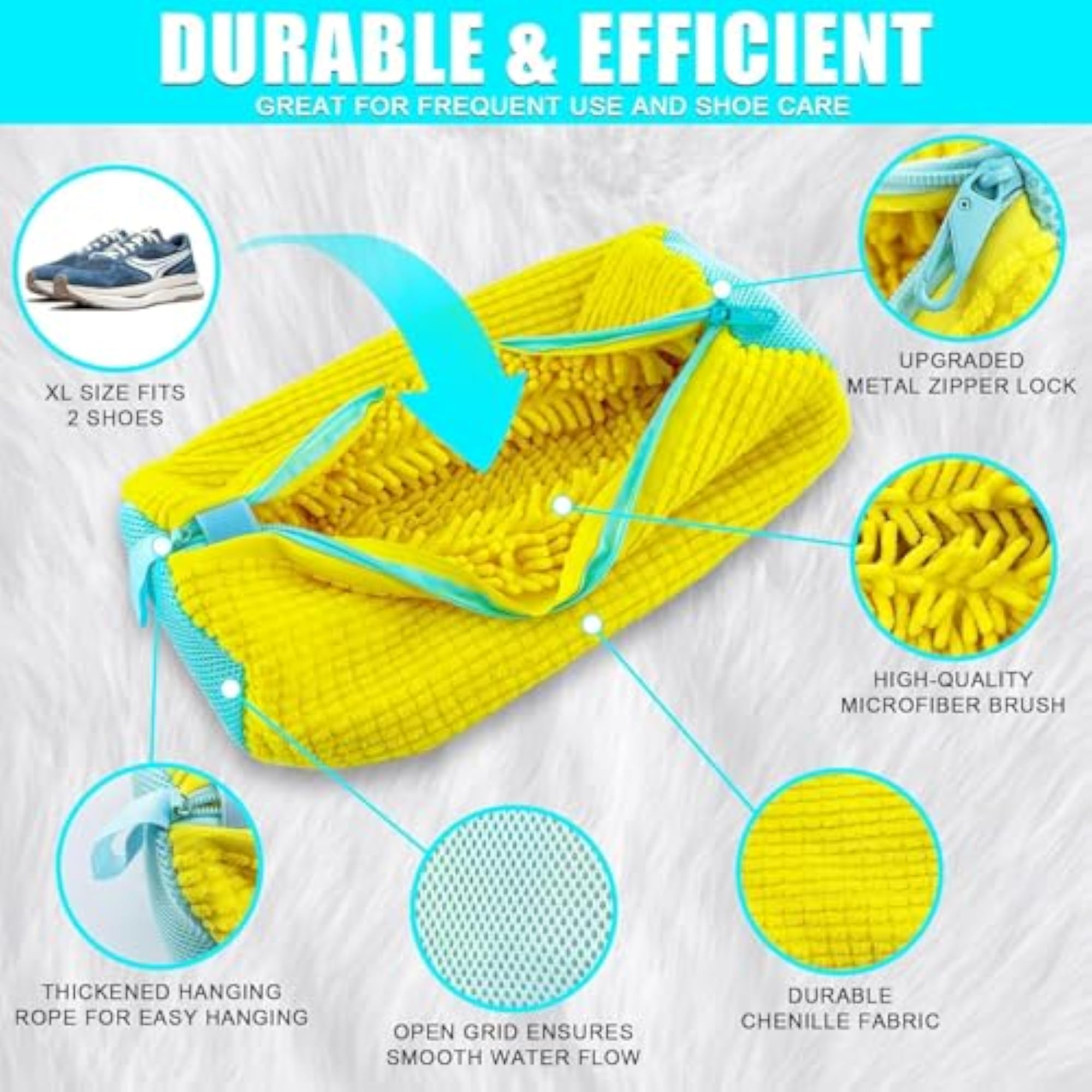 Shoe Washing Machine Bag, Reusable Cleaning Bags with Zip