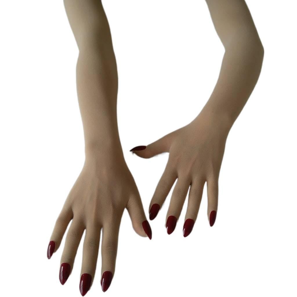 Generisch Ultra Thin Breathable Split Five Finger Gloves Sheer Stocking Fabric Transparent Opera Length for Cosplay, Nail Art Display and Photography, JIHONG-DJ-FUSI, Einheitsgröße