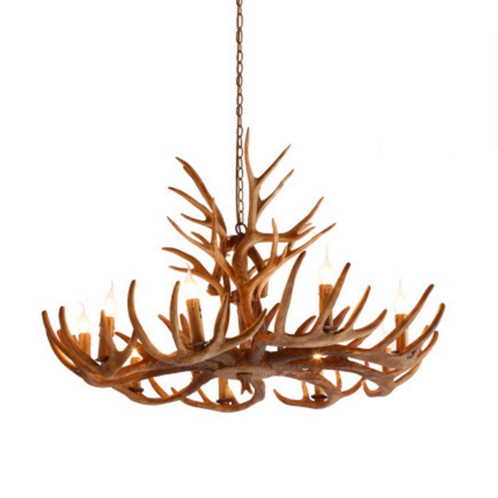 SYAXVOM Antler Chandelier American Country Creative Antique Resin Living Room Bedroom