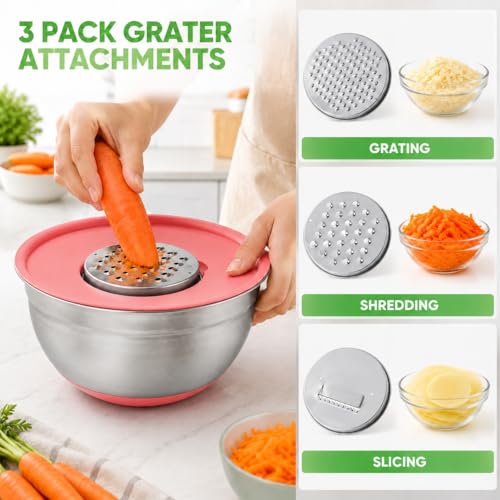 Set de 5 tazones para mezclar con tapas herméticas de acero inoxidable miniatura 3