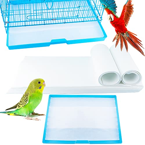 Image of DQITJ 60 Pcs Thicken Large Size Bird Cage Liner Papers Disposable Bird Cage Liners Precut Absorbent Pet Cages Cushion for Bird Parrot (23 inch x 11 inch)