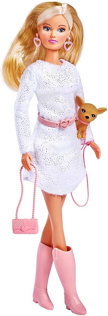 Simba Steffi Love Steffi Love Doll, Chic Walk, Accessories Include, Steffi, 1 Dog and 1 Handbag, Great for Imaginative Play, for Ages 3 and up