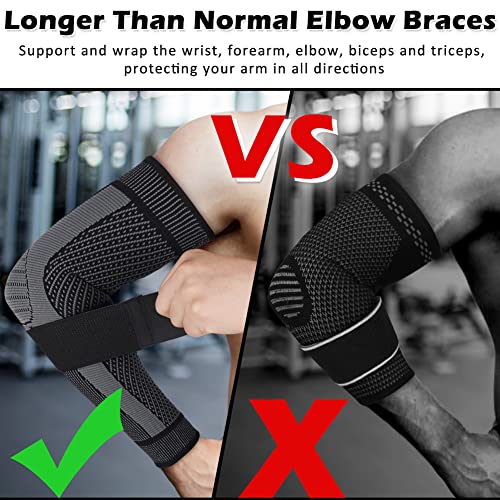 beister Compression Arm Sleeves with Elastic Strap for Men & Women (Pairs), Elbow Braces, 20-30 mmhg Non-Slip Breathable Thick Full Arm Supports for Tennis Elbow, Workouts, Arthritis,Lymphedema,DVT - Image 6