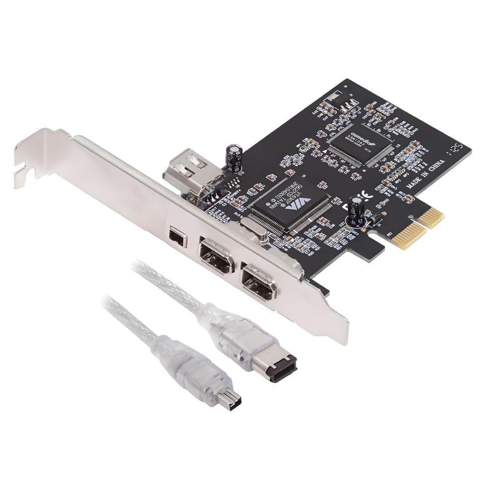 xiwai Scheda di acquisizione PCI-E 1X 4X 16X a Firewire 400 IEEE 1394a, 6 pin e 4 pin, 4 porte, scheda PCI Express IEEE-1394, adattatore 400 Mbps per Windows, Mac OS, Linux