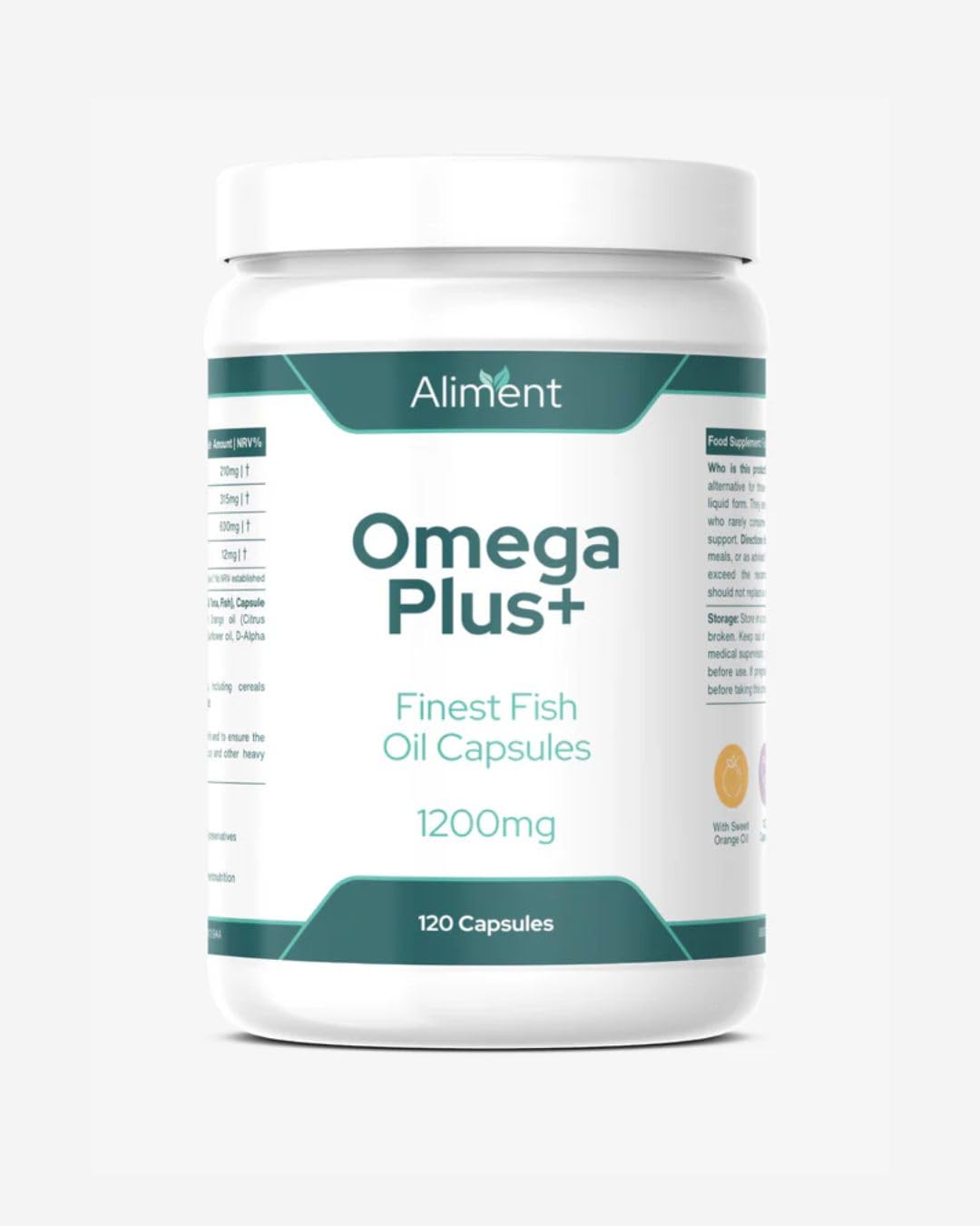 Aliment Omega 3 Fish Oil 2400mg High Strength EPA 630mg & DHA 420mg Per Serving Soft Gel Capsules Micro Distilled 2 Month Supply Orange Flavour No Fish Taste Odour Informed Sport