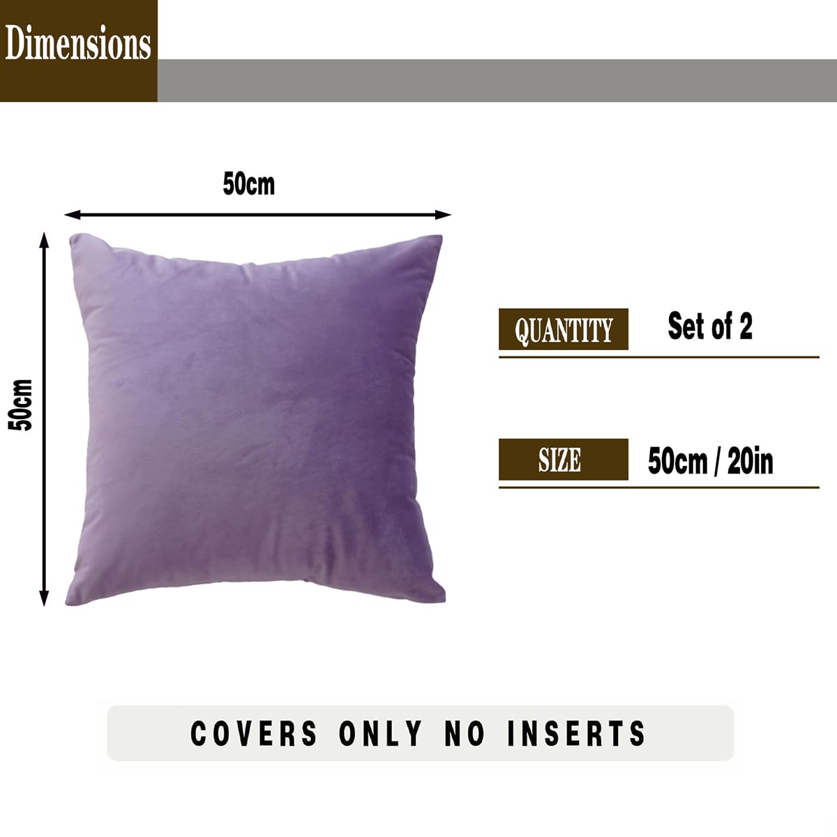 GONOVE Cushion Covers 50x50cm Decorative Modern Throw Pillow Case Pack of 2 Velvet Soft Pillow Cushion Covers Square Light Purple Pillowcase for Livingroom Sofa Bedroom - Image 2