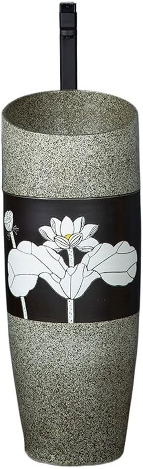 Pedestal Sinks Integrated Ceramic Basin Balcony Wash Bathroom Home Garden Sink (A)