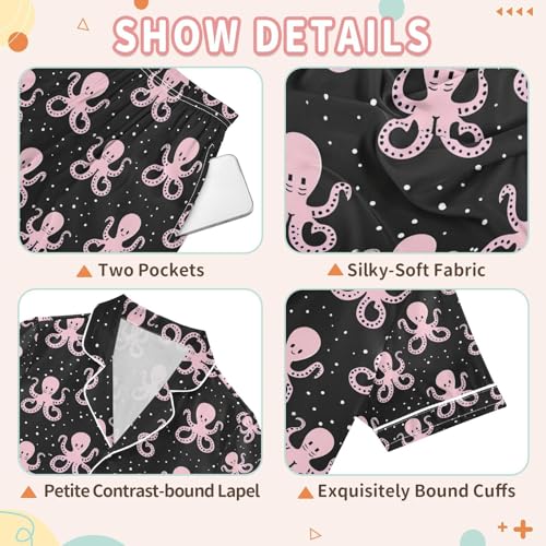 senya Star Octopus Satin Summer Pajama Sets Silk Short Sleeve Button Down Sleepwear3