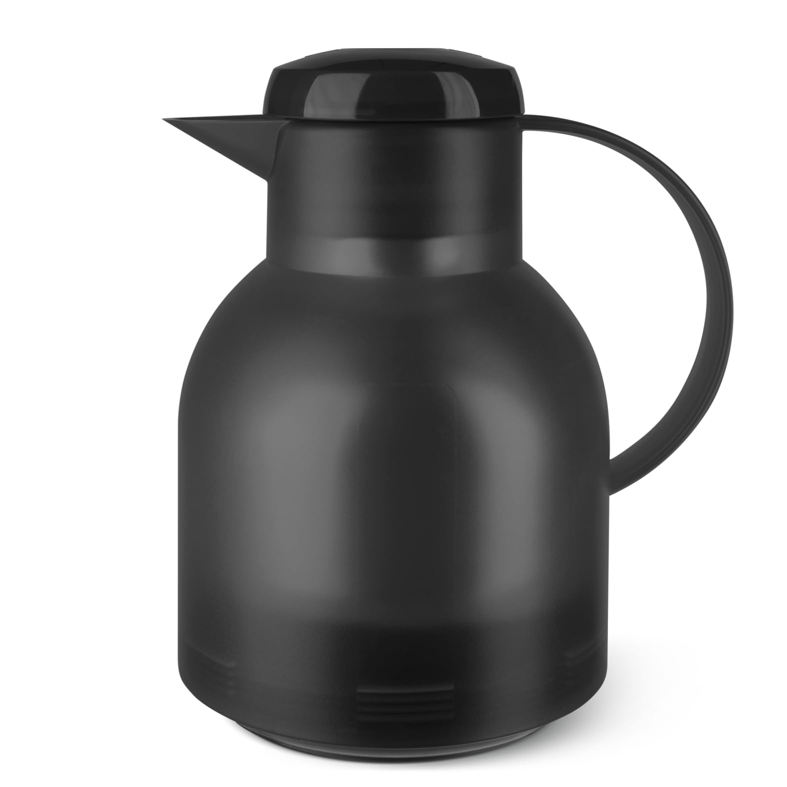 Emsa Samba Isolierkanne 504235 | 1 Liter | Quick Press Verschluss | 100% dicht | 12h heiß, 24h kalt | Schwarz Transluzent