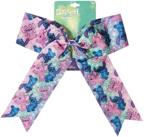 LUV HER Disney Stitch Hair Bows For Girls - One Large Printed Hair Bow Featuring your Favorite Stitch Characters - Alligator Clip - Large Bows for Daily Styling or Special Occasions, Ages 3+