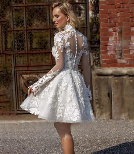 Women's Short Lace Wedding Dresses for Wedding Mini Beach Bridal Wedding Gowns3