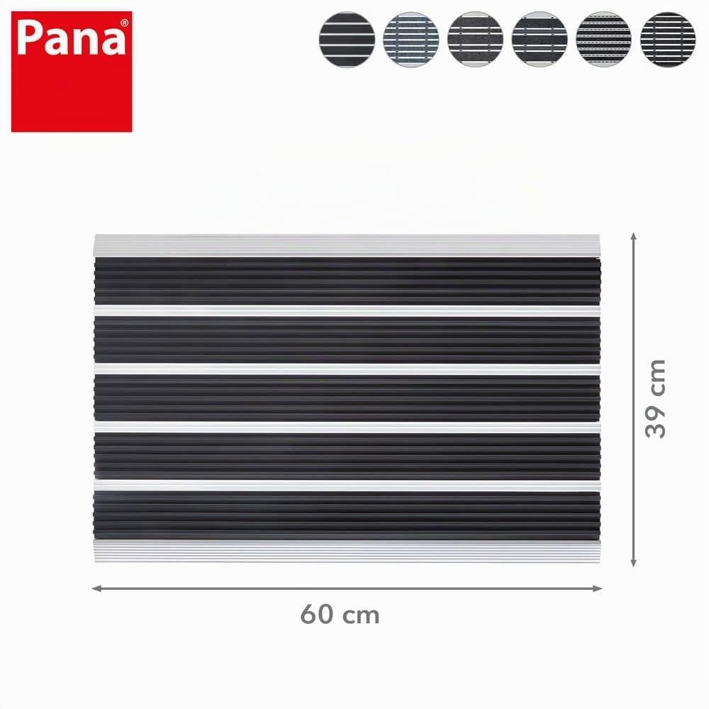 PANA® Aluminium Türmatte - Mit Schmutzfang-Einlage - 39x60cm - Schwarz | Fußmatte mit Nadelfilz Bürsten - Für Außen & Innen - Robuster Alu-Rahmen - Haustür Schmutzfangmatte - Wetterfest & rostfrei