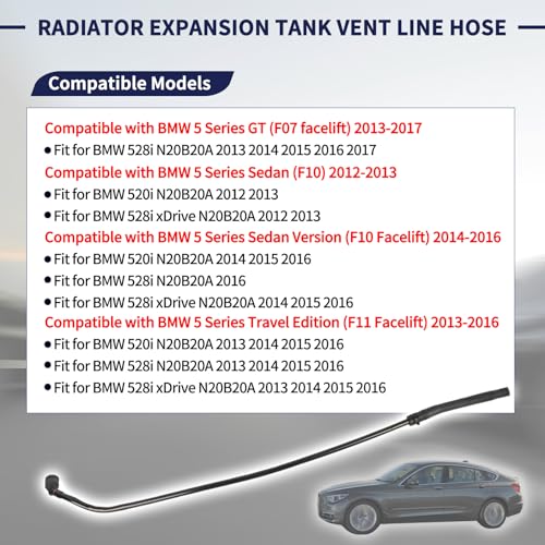 Magimaker Radiator Expansion Tank Vent Line Hose 17128651450 Compatible with BMW 5 Series 528i 520i F11/F10/F07 2010 2011 2012 2013 2014 2015 2016 2017 Replace 17127619696 Sedan Version Travel Edition by Magimaker - Image 2