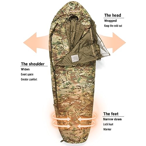 Image of MT Military Army Force Defence 4 & Tropen Patrol Mummy Sleeping Bags with Bivy Cover Compression Sack, Modular Sleeping System 2.0 for Cold Weather,