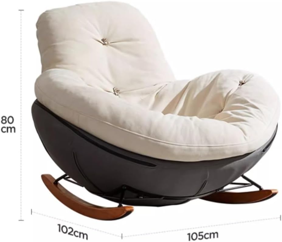 Rocking Chair Living Room Lazy Sofa Single Recliner Balcony Eggshell