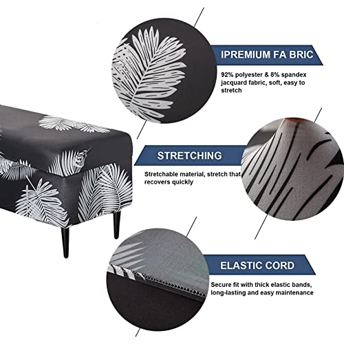 Image of FUANGUI Ottoman Cover Stretch Storage Ottoman Bench Slipcover Printed Folding Storage Bench Ottoman Cover Footrest Stool Slipcover Footstool Protector Cover with Elastic Bottom, Large