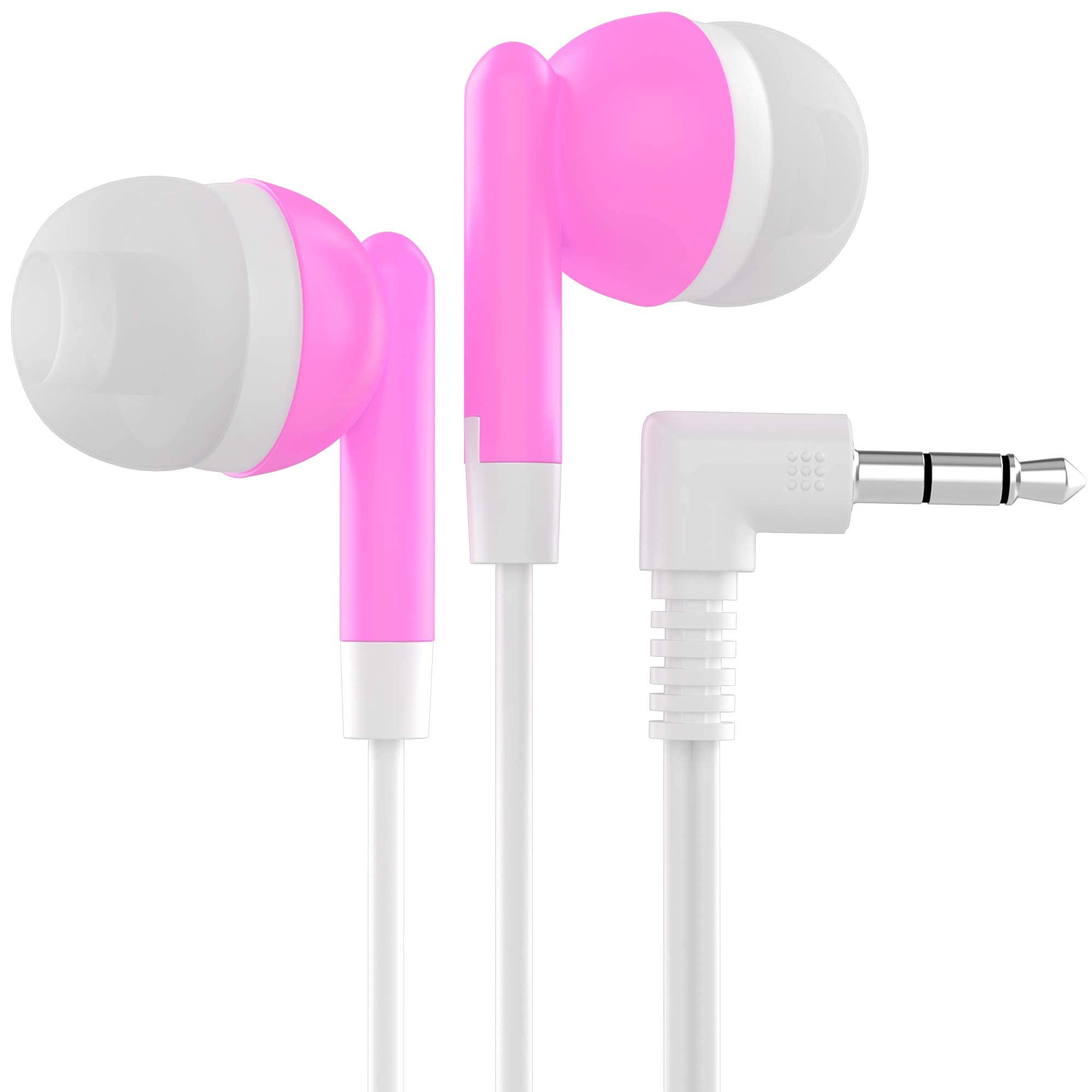 Maeline Bulk Earbuds with 3.5 mm Headphone Plug - 10 Pack - Pink