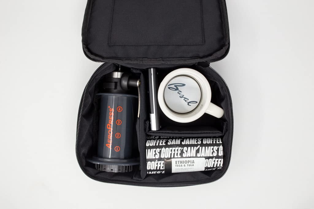 Basal Coffee Traveller Kit For AeroPress/V60/Kalita - Coffee Travel Case, Waxed Canvas, Black
