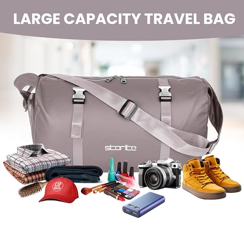 Image of Storite Travel Duffle Bag with Shoe Compartment, Cherry Pink, 43x22x18.5 cm
