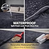 Bedding Aid wasserdichte Decke – Hundedecke Wasserdicht, Liebesdecke, Katzendecke & Sofa-Hundedecke – Reversible Kuscheldecke Dunkelgrau/Hellgrau (102×152 cm)