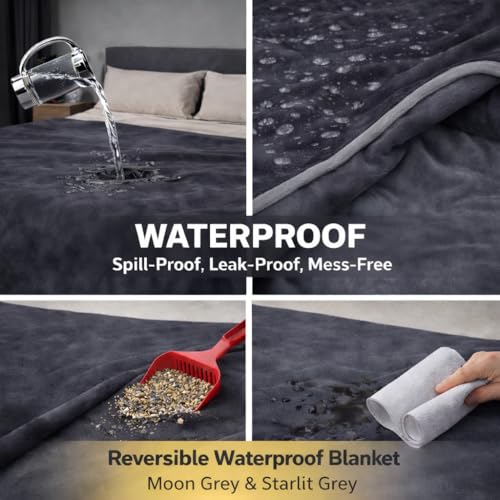 Bedding Aid wasserdichte Decke, Hundedecke Wasserdicht, Liebesdecke Wasserdicht, Katzendecke, Hundedecke Sofa, Dunkelgrau/Hellgrau, Sofadecke (152x203cm)