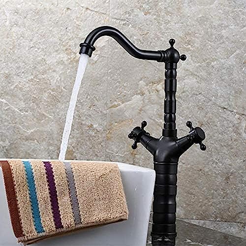 Robinet d'évier de cuisine noir rétro : fini les fuites avec le double tuyau d'eau