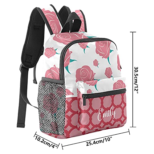 Grandkli Elegant Floral Rose Flower Personalized Kids Toddler Backpack for Boys Girls ,Custom Mini School Backpack Bags Kindergarten, 10 Inch(L) x 4 Inch(W) x 12 Inch(H)2