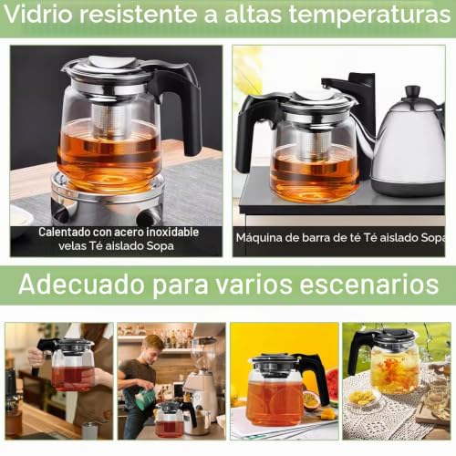 Miniatura 7 de Zuxbolf Tetera De Cristal Para Infusiones De 1,5l Tetera De Vidrio Con Infusor Y Mango Resistente Al Calor Tetera De Cristal Para Vitrocerámica Jarra De Cristal Para Hacer Infusiones De Té Flores