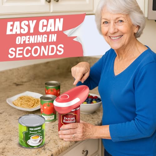 2026 Upgraded Electric Can Opener Fits All Can Sizes, Food Safe Smooth Edge Automatic Can Opener for Kitchen, Battery Operated Can Opener for Seniors, Arthritis and Home Chefs — view 3
