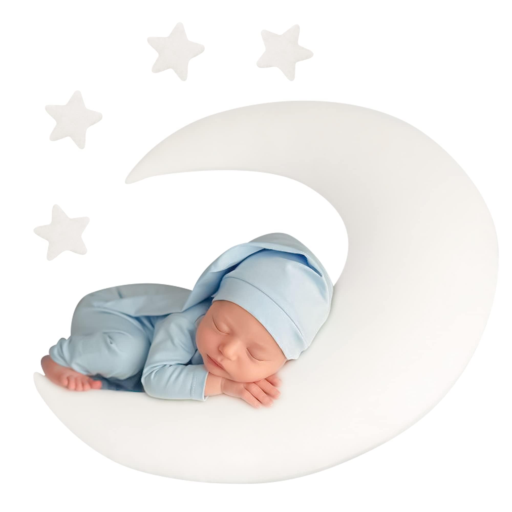 Puntelli fotografici neonati, mezzaluna posa cuscini e stelle, accessori per la fotografia del bambino decorazione cesto foto oggetti di scena bambino servizio fotografico accessori di scena