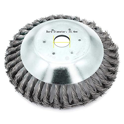 Bemodst 8 Inch Trimmers Weeding Tool Head, Garden Strimmers Wire Brush Solid Steel Wheel Weed Razors Rope Mower for Lawn Rotating Garden Tools -Bore Diameter 25.4mm (20CM)
