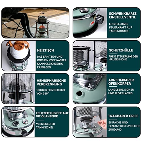 Ölheizung Laterne mit Docht 0,25 l/h Bis zu 18 Stunden - Fassungsvermögen Tank: 4,6 l, für Räume bis zu 18 m² – Bild 7