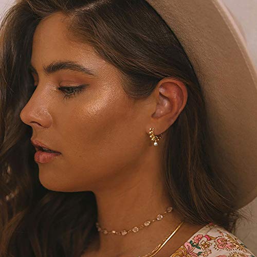Mevecco Huggie Hoop Earrings With Ball Charms 18K Gold Huggie Hoop Earrings Dainty Bead Ball Diamond Cz Sleeper Dangle Drop Tiny Boho Beach Simple Small Delicate Handmade Hypoallergenic Jewelry Gift #TOP2